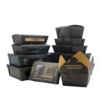 Bio-Black Compostable Kraft Paper Takeaway Food Box | Eco-Friendly Disposable Packaging