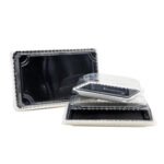 Leading Eco Disposal Packaging Trend by Waterbased Plastic Free Triple Corrugated Paper SUSHI Tray with Lids - Image 2
