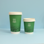 Custom Logo Printed Disposable Double Wall Paper Cup with Lids for Hot Coffee Drinks Embossed Design – Image 2