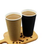 Private Label Ripple Paper Cup with Lids Craft Paper Premium Coffee Cup Custom Print Paper Gold Foil Lu Ripple Wall Accept