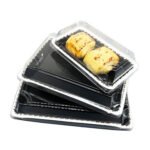 Leading Eco Disposal Packaging Trend by Waterbased Plastic Free Triple Corrugated Paper SUSHI Tray with Lids