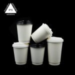 Double Walled Coffee Paper Cups with Lids | Food Grade White Take Away Cups – Image 2