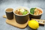 Hot Insulated Disposal Food Take Away Paper Bowl with Plastic Lids Corrugated Paper Disposable 16 Oz Plastic Cups Gold Foil Logo – Image 2