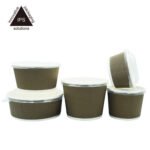 Good Hot Insulation Korean and Japanese Food Take Away  Ripple Paper Bowl with Plastic Lids - 画像 (2)