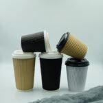 Zeroleak Free Designs Disposal Triple Layer Ripple Paper Cups with Lids and Sleeves - 画像 (4)