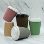 Zeroleak Free Designs Disposal Triple Layer Ripple Paper Cups with Lids and Sleeves - 画像 (3)
